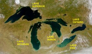 Great Lakes From Space Crop Labeled