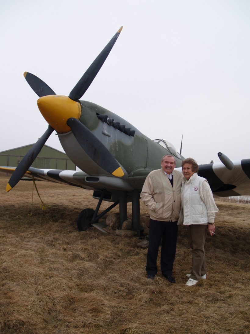 Ed And Fran With Spitfire Replica And Authenitc Barracks In Background
